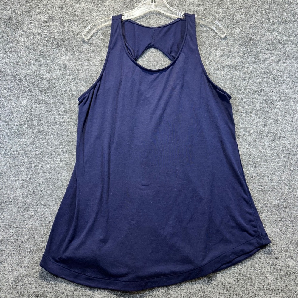Soma Tank Top Womens Large Navy Blue Keyhole Racerback Activewear Loungewear